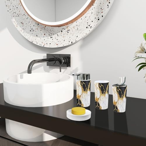 Boho Abstract Marble Bathroom Accessories Set 6 Piece