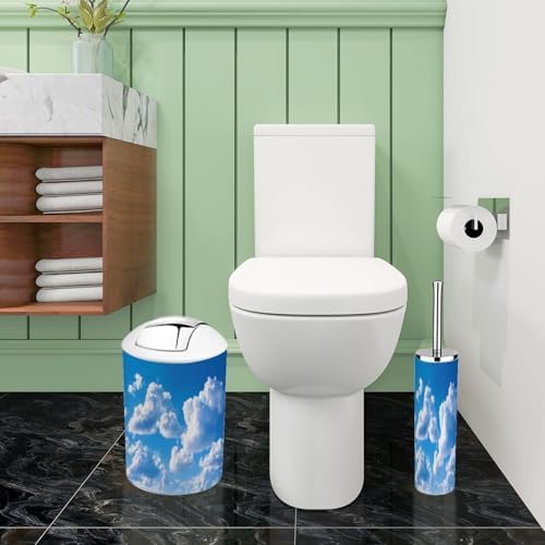 Boho Bathroom Accessory Set 6 Piece Clouds Blue Sky