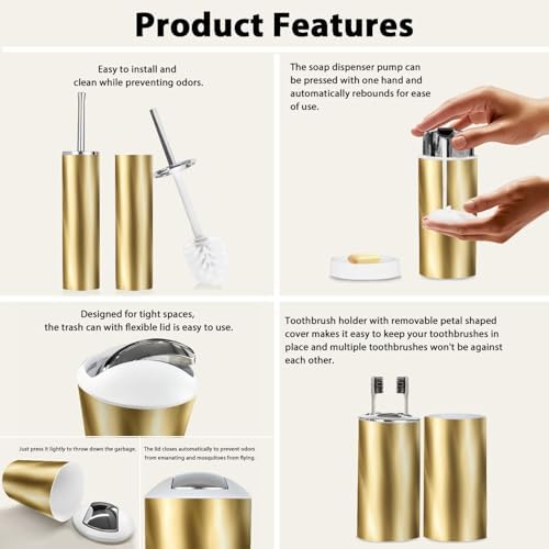 Boho Gold Gradient Bathroom Accessory Set 6 Piece