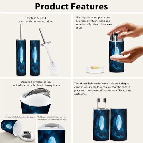 Boho Nighttime Sky Bathroom Accessory Set 6 Piece