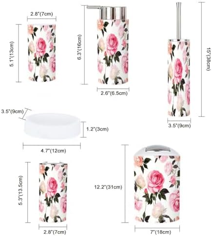 Boho Peony Roses Bathroom Accessory Set 6 Piece