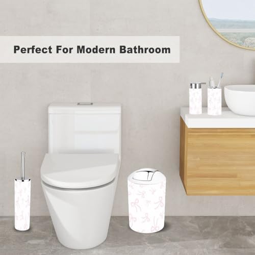 6 Piece Pink Bathroom Accessory Set