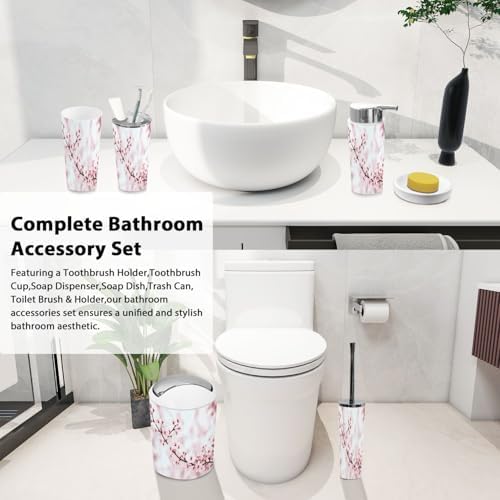 Boho Cherry Blossom 6 Piece Bathroom Accessory Set