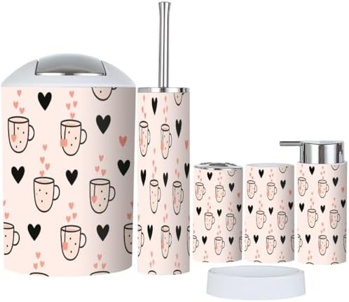 Boho Bathroom Accessory Set 6 Piece for Valentines Day