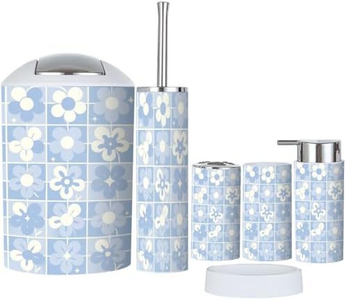 TRANQDEHOM 6-Piece Boho Trash Can Set for Bathroom
