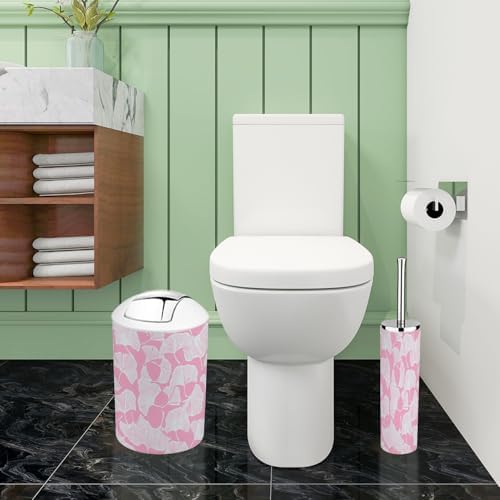Boho Bathroom Accessory Set 6 Piece White Ginkgo Leaves