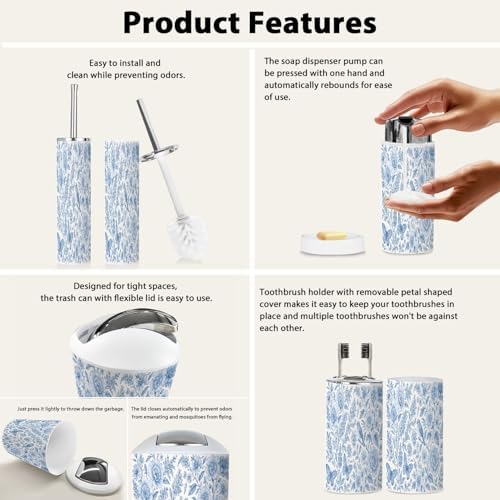 Boho Bloom Bathroom Accessory Set 6 Piece