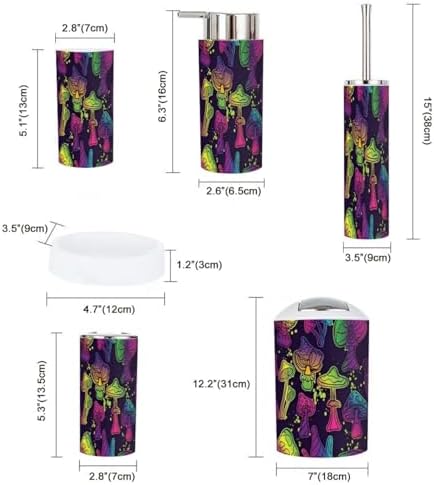 Magic Mushrooms Bathroom Accessory Set 6 Piece