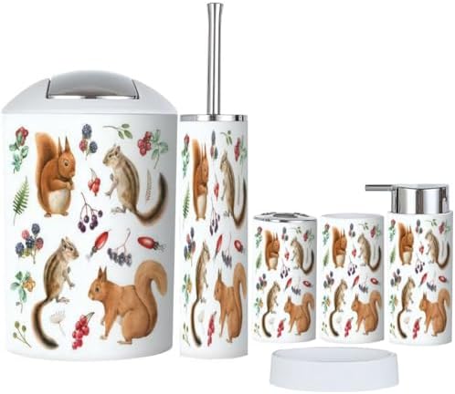 Squirrel Chipmunk Bathroom Accessory Set 6 Piece