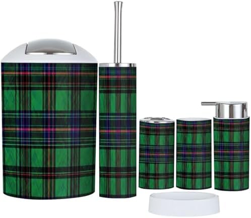 Boho Scottish Tartan Bathroom 6-Piece Accessory Set