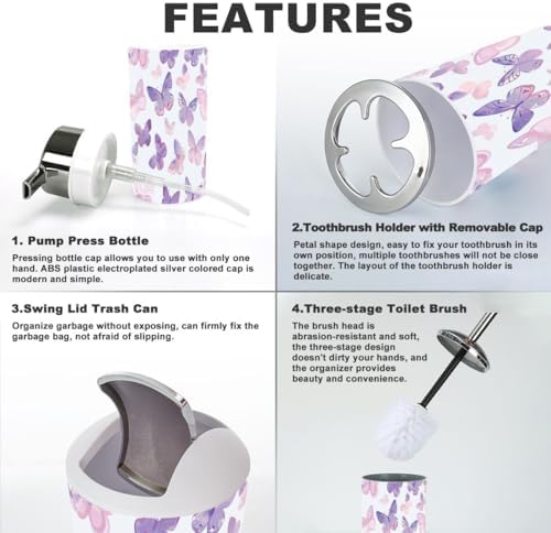 6 Piece Pastel Pink Bathroom Accessories Set