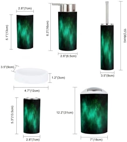 TRANQDEHOM 6-Piece Boho Green Bathroom Accessory Set