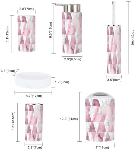 Boho Bathroom Accessory Set 6 Piece Modern Polygons 1