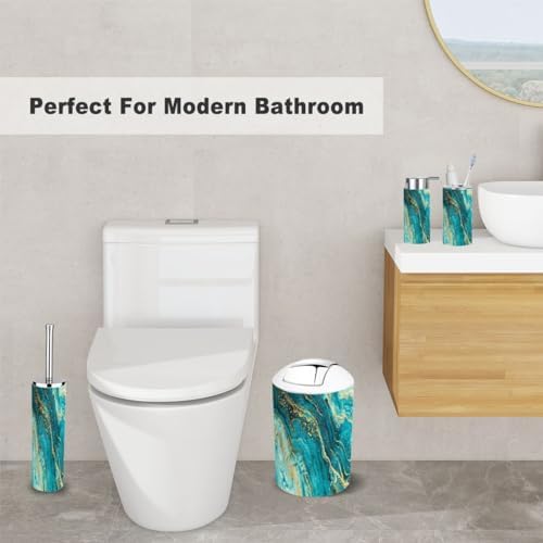 Modern Marble Turquoise Bathroom Accessories Set 6 Piece