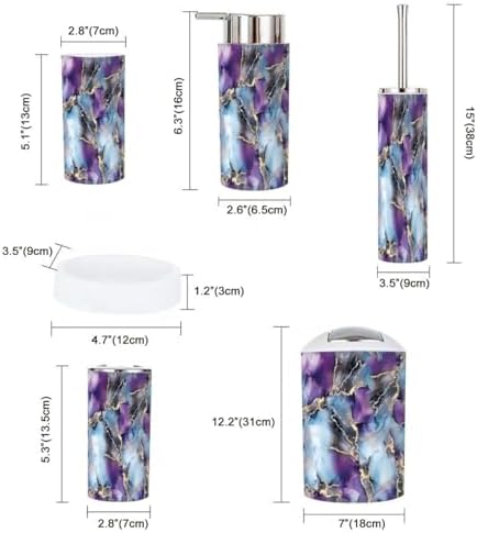 6 Piece Bathroom Accessory Set with Marble Pattern 1