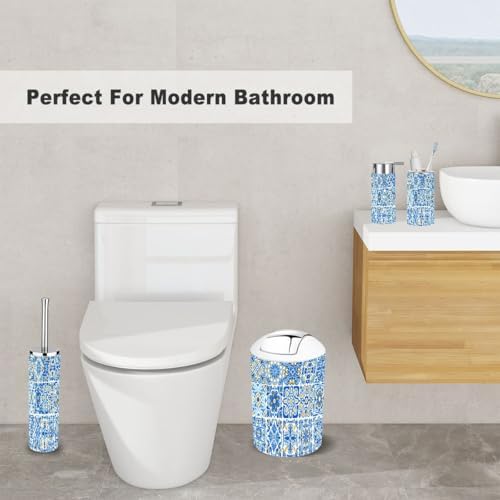 Bathroom Accessory Set 6 Piece with Floral Design