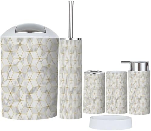 Boho Luxury Marble Mosaic Star Tile Bathroom Accessories Set