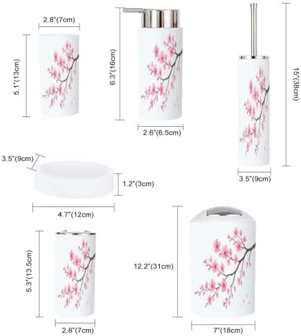 TRANQDEHOM 6-Piece Boho Pastel Bathroom Accessory Set