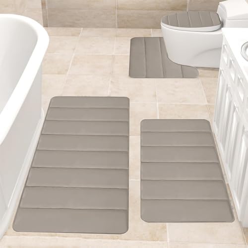4PCS Bath Rug Memory Foam Mat Set Non-Slip