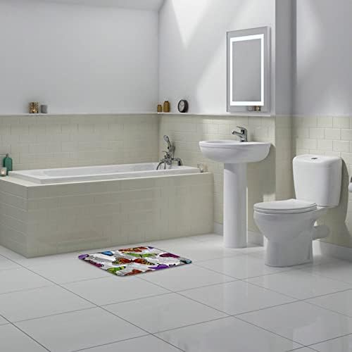 Colorful Butterflies Bath Rug Non-Slip Microfiber
