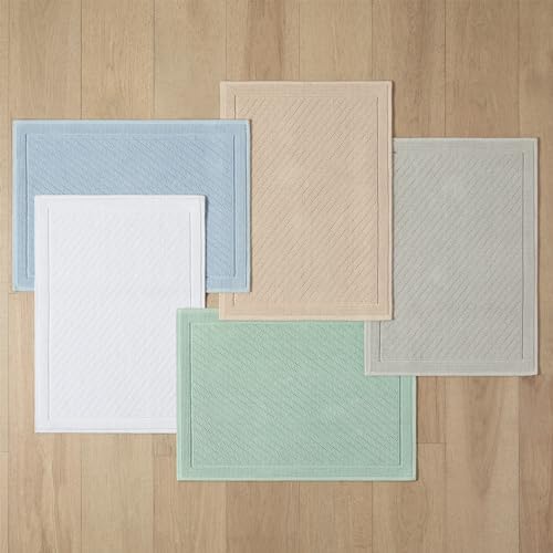 Arkwright Cotton Bath Rug - 24x36 in Blue Textured Woven Design