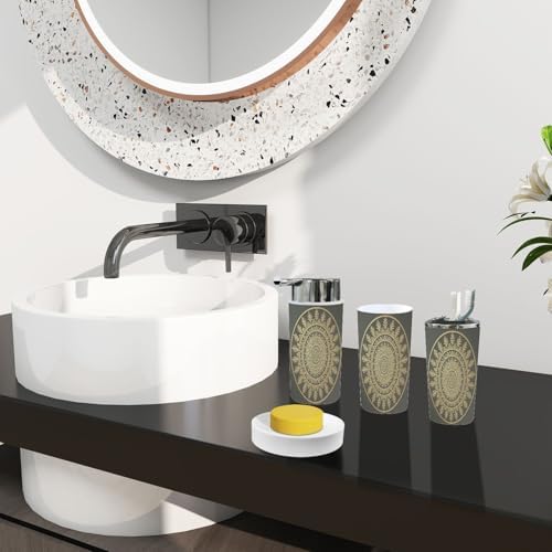 Boho Mandala Decorative Bathroom Accessory Set 6 Piece
