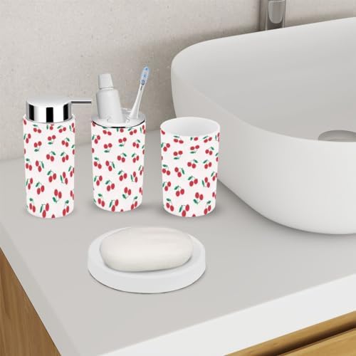Cherry Pattern 6 Piece Bathroom Accessory Set 1