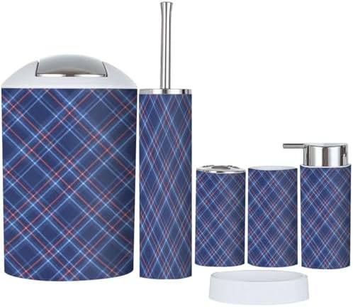 Boho Tartan Bathroom Accessory Set 6 Piece