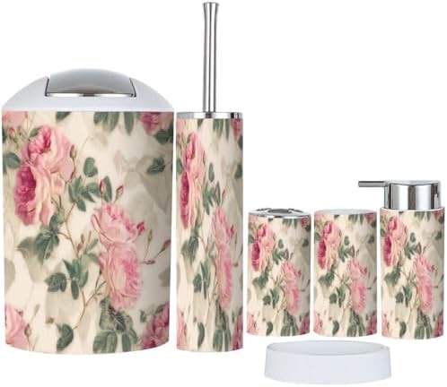 Boho Roses Bathroom Accessory Set 6 Piece 1