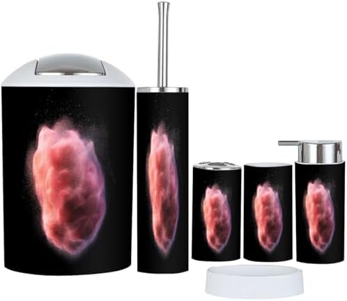 Boho Red Bathroom Accessory Set 6 Piece