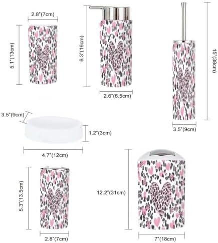 Boho Pink Bathroom Accessory Set of 6 Pieces