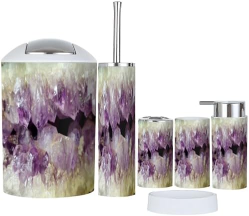 6 Piece Purple Bathroom Accessory Set