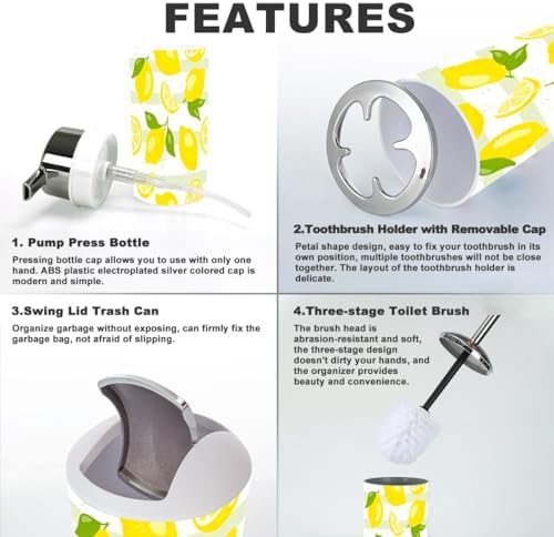 Fresh Yellow Bathroom Accessories Set 6 Piece