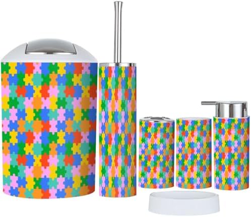 Colorful 6-Piece Bathroom Accessory Set