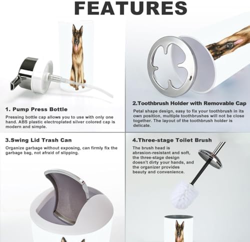 6 Piece Bathroom Accessory Set - Durable Stylish