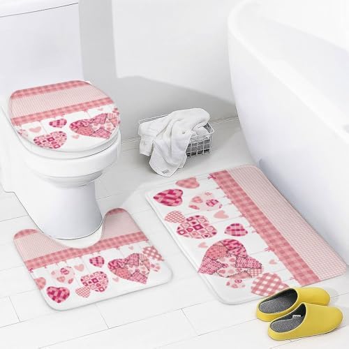 Kuizee Valentines Day 4-Piece Shower Curtain Set