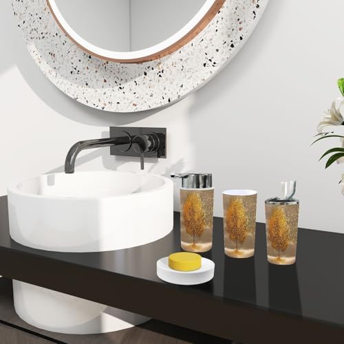 Boho Golden Lone Tree Bathroom Accessories Set 6 Piece
