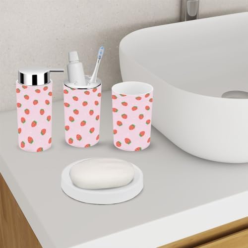 Strawberry Polka Red Bathroom Accessory Set - 6 Piece 1