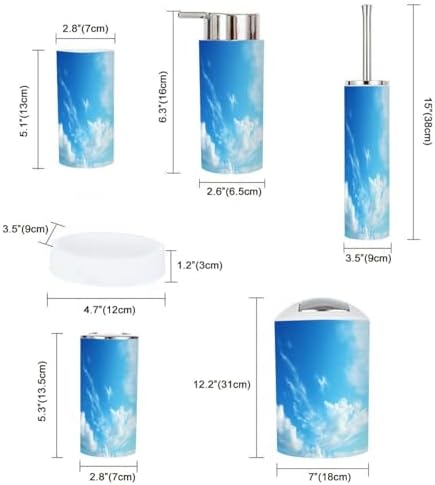 Boho Blue Sky Bathroom Accessory Set 6 Piece 1