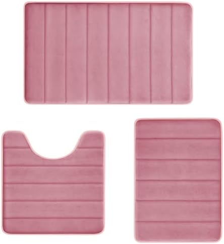 RUN HELIX 3-Piece Pink Bathroom Rug Set