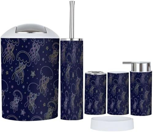 6-Piece Abstract Jellyfish Bathroom Accessory Set