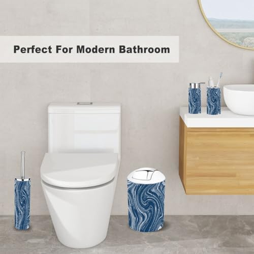 Navy Blue Bathroom Accessory Set 6 Piece