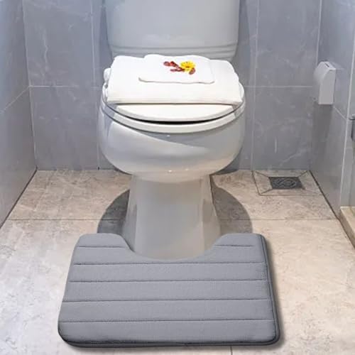 U-Shaped Memory Foam Toilet Bath Mat 24 X 20 Inches Black
