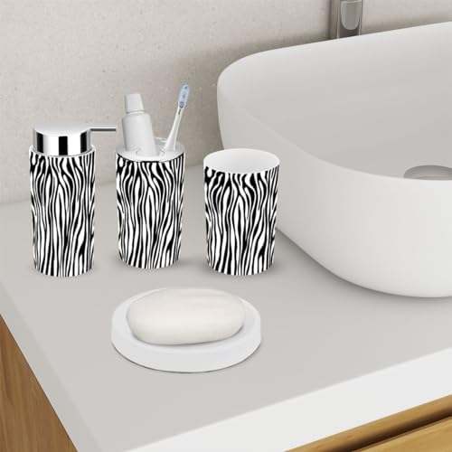 Zebra Print Bathroom Accessories 6 Piece Set
