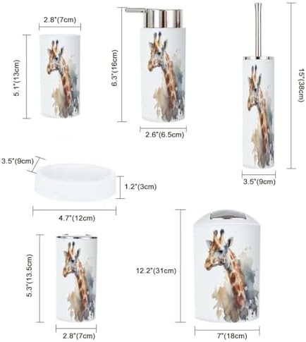Watercolor Giraffe Bathroom Set 6 Piece