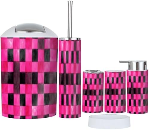 Boho Checkered Bathroom Accessories Set 6 Piece