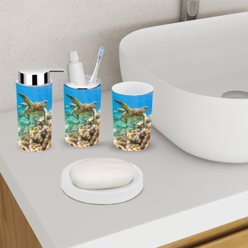 Hawaiian Green Sea Turtle Bathroom Accessories Set