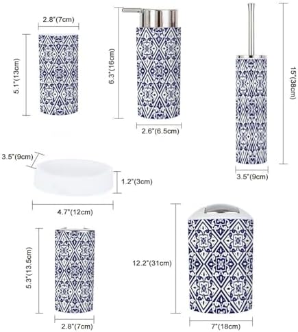 Mexican Tile Pattern 6 Piece Bathroom Accessory Set