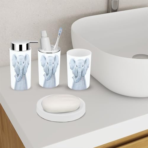 6 Piece Animal Bathroom Accessories Set with Baby Elephant Design