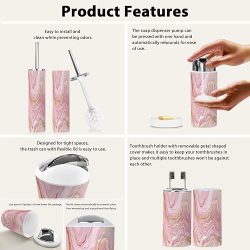 Boho Liquid Marble Gold Bathroom Accessories Set 6 Piece